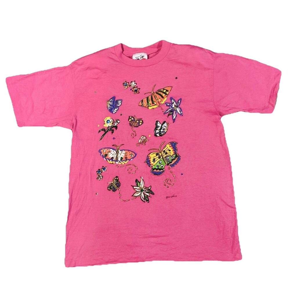 Vintage Eyes On California T Shirt Pink L/XL 1991 Grandma 90s Cottage USA MADE